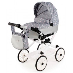 wózka dla lalek z trobą Adbor VIKI 08 szary - grey doll pram 