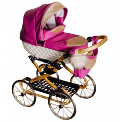 wózka dla lalek retro - Adbor Lulu 01 różowy - pink doll pram 