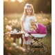 wózka dla lalek retro - Adbor Lulu 01 różowy - pink doll pram 