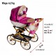 Wózek dla lalek Adbor Lulu z gondolą i dużymi kołami (retro doll pram) 