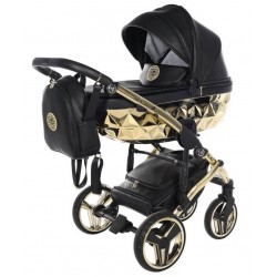 JUNAMA Hand Craft - 05 czarno złoty- wózek 2w1 - junama pram 