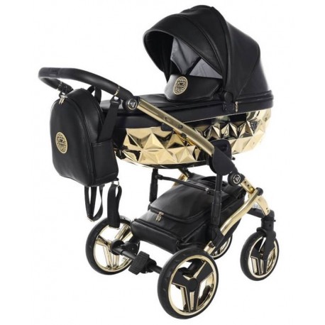 JUNAMA Hand Craft - 05 czarno złoty- wózek 2w1 - junama pram 