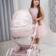 Wózek dla lalek duże retro koła JUNAMA Dolce Mini pudrowy różowy - pink doll pram 