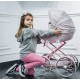 Wózek dla lalek duże retro koła JUNAMA Dolce Mini pudrowy różowy - pink doll pram 