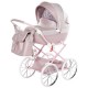 Wózek dla lalek duże retro koła JUNAMA Dolce Mini pudrowy różowy - pink doll pram 