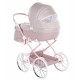 Wózek dla lalek duże retro koła JUNAMA Dolce Mini pudrowy różowy - pink doll pram 
