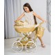 Wózek dla lalek Junama dolce mini 05 - złoty głęboki - toy pram gold
