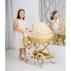 Wózek dla lalek Junama dolce mini 05 - złoty głęboki - toy pram gold