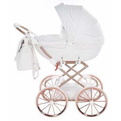 Dolce Mini wózek dla lalek TAKO  duże koła white doll pram stroller