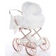 Dolce Mini wózek dla lalek TAKO  duże koła white doll pram stroller