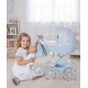 Wózek dla lalek głęboki - JUNAMA Dolce Mini 02- błękitny niebieski - blue toy pram 