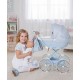 Wózek dla lalek głęboki - JUNAMA Dolce Mini 02- błękitny niebieski - blue toy pram 