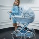Wózek dla lalek głęboki - JUNAMA Dolce Mini 02- błękitny niebieski - blue toy pram 