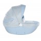 Wózek dla lalek głęboki - JUNAMA Dolce Mini 02- błękitny niebieski - blue toy pram 