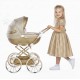 Wózek dla lalek głęboki - JUNAMA Dolce Mini 02- błękitny niebieski - blue toy pram 