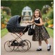 Czarny Wózek dla Lalek TAKO Imperial Mini Classic 04 -  Stylu Retro. Black Baby doll pram 