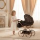 Czarny Wózek dla Lalek -  Junama Heart Mini 02 - Retro Black Doll Pram