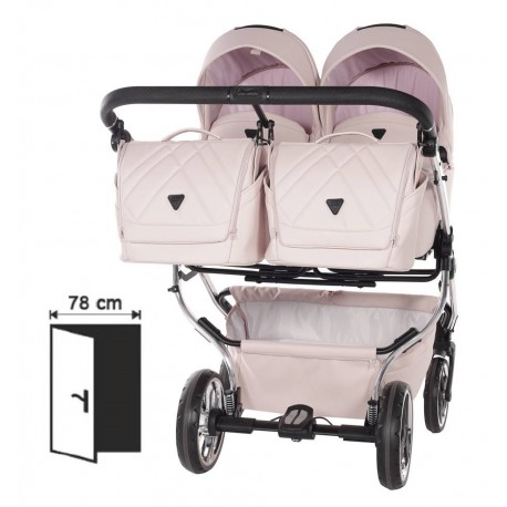 Wózek bliźniaczy 3w1 Junama Duo V3 Eco – Pink / Rosa