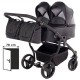 Wózek bliźniaczy 3w1 Junama Duo V3 Eco 03 Czarny – Twin Pram with Car Seats