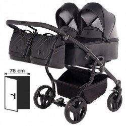 Wózek bliźniaczy 3w1 Junama Duo V3 Eco 03 Czarny – Twin Pram with Car Seats