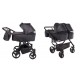 Wózek bliźniaczy 3w1 Junama Duo V3 Eco 03 Czarny – Twin Pram with Car Seats