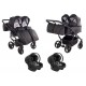 Wózek bliźniaczy 3w1 Junama Duo V3 Eco 03 Czarny – Twin Pram with Car Seats