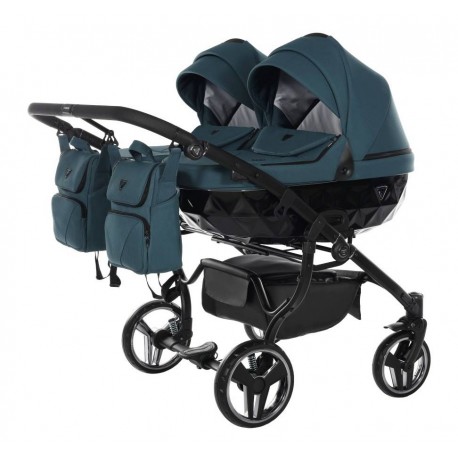 Junama Basic Duo Diamond - Wózek Bliźniaczy 3w1 - twin pram 3 in 1 02 green zielony 