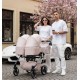 Wózek bliźniaczy podwójny 2w1 - Junama Duo V3 Eco 04 róż– pink double pram for twins