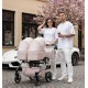 Wózek bliźniaczy podwójny 2w1 - Junama Duo V3 Eco 04 róż– pink double pram for twins