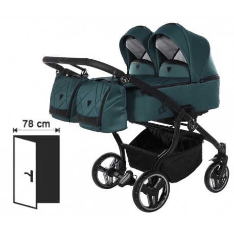 Junama Duo v3 3w1 Wózek dla dzieci jeden obok drugiego zielony 03 - double pram green
