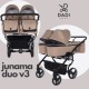 ❤️ Junama Duo v3  wózek bliźniaczy gondolą i spacerówka 2w1 beżowy 01 - twin pram beige