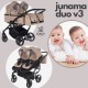 ❤️ Junama Duo v3  wózek bliźniaczy gondolą i spacerówka 2w1 beżowy 01 - twin pram beige