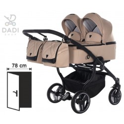 ❤️ Junama Duo v3  wózek bliźniaczy gondolą i spacerówka 2w1 beżowy 01 - twin pram beige