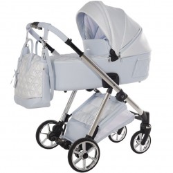 Wózek JUNAMA ELLEGANTE LAME  2w1 Błękitny Wózek Wielofunkcyjny Junama Lamé 2in1 silver prams