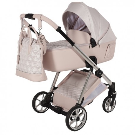 Wózek JUNAMA ELLEGANTE LAME  2w1 Różowy Wózek Dla Dziewczynki Junama Lamé 2in1 pink prams