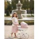 Wózek dla lalek Kunert Rossie - 01 Pink Metalic Eco - dolls pram pink 
