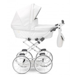 Rossie Kunert Pink Metalic Eco 01 – wózek dla lalek, white doll pram, idealny prezent dla dziewczynki 