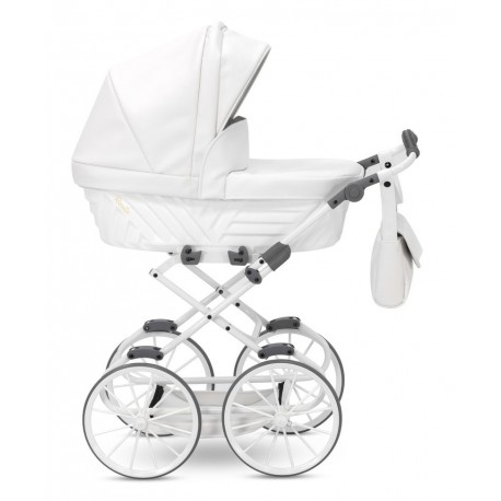 Rossie Kunert Pink Metalic Eco 01 – wózek dla lalek, white doll pram, idealny prezent dla dziewczynki 