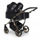 Junama Duo V3 Eco 4w1 – wózek dziecięcy dla bliźniaków - czarno złoty