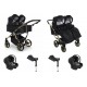Junama Duo V3 Eco 4w1 – wózek dziecięcy dla bliźniaków - czarno złoty