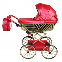 Wózek dla lalek Sojan Royal - wyjątkowy piękny czerwono złoty model 05