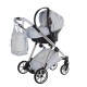 JUNAMA ELLEGANTE LAME  03 Light Blue 4w1 Błękitny Wózek Wielofunkcyjny Junama Lamé 4in1 silver prams