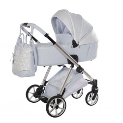JUNAMA ELLEGANTE LAME  03 Light Blue 4w1 Błękitny Wózek Wielofunkcyjny Junama Lamé 4in1 silver prams