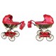 Wózek dla lalek Sojan Royal - wyjątkowy piękny czerwono złoty model 05