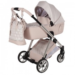 JUNAMA ELLEGANTE LAME  01 PINK 4w1 Różowy Wózek Wielofunkcyjny Dla Dziewczynki Junama Lamé 4in1 PINK PRAMS