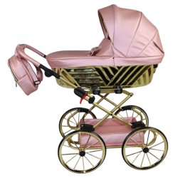 Elegancki Wózek dla lalek duże koła różowy Sojan Royal 01