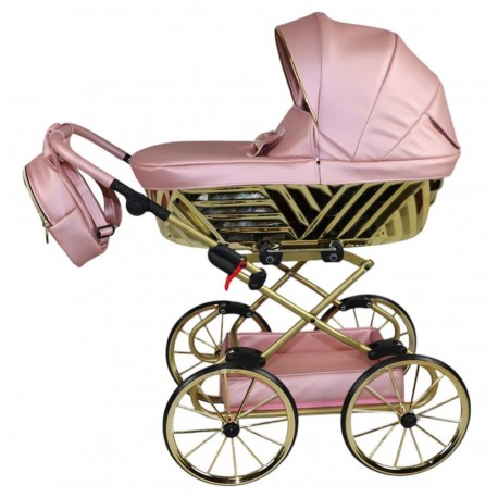Elegancki Wózek dla lalek duże koła różowy Sojan Royal 01