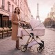 Różowy Wózek Dla Dziewczynki Junama Ellegante Art Deco 01 Pink Prams Złoty Stelaż
