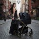 Junama Duo V3  – podwójny wózek bliźniaczy 3w1 Black & Gold Eco 