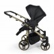 Junama Duo V3  – podwójny wózek bliźniaczy 3w1 Black & Gold Eco 